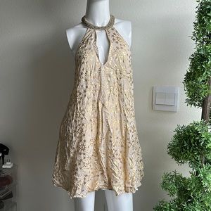 KIMCHI BLUE GOLD COMBO MINI DRESS SIZE S